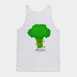 Cute kawaii dancing broccoli cartoon illustration Tank Top